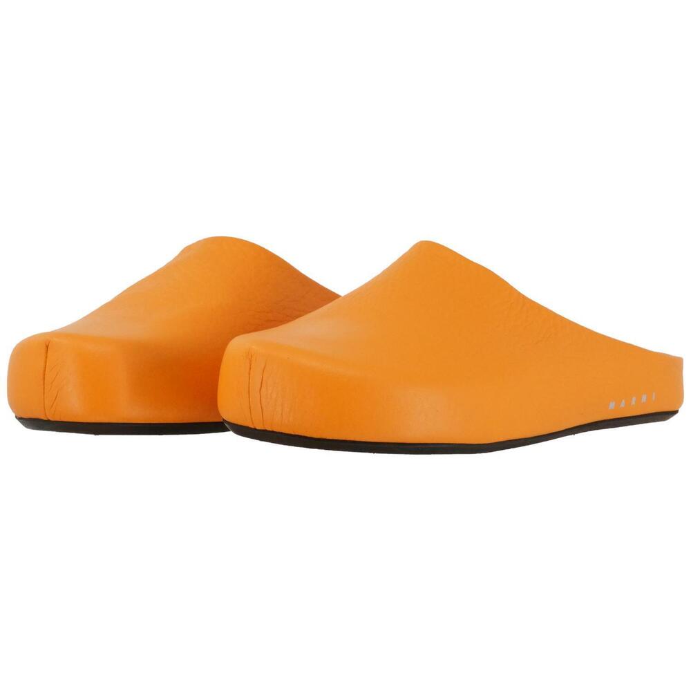 NEW MARNI men's fussbett sabot calf leather clog in orange
